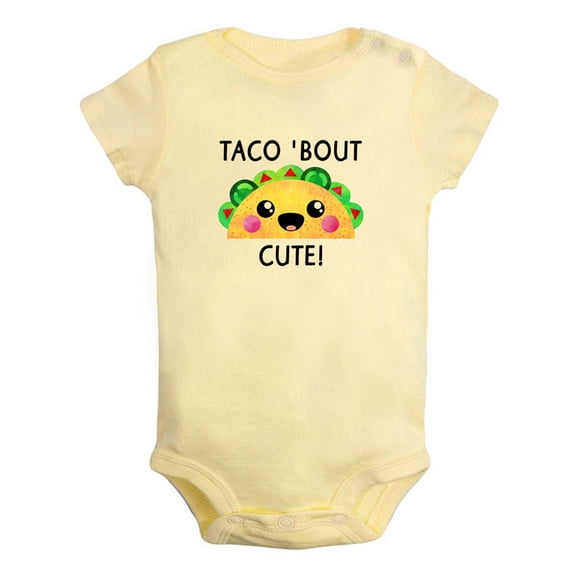 Taco' Bout Cute Novelty Rompers For Babies, Newborn Baby Unisex Bodysuits, Infant Jumpsuits, Toddler 0-24 Months Kids One-Piece Oufits (Yellow, 18-24 Months)