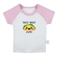 thumbnail image 1 of Taco' Bout Cute Novelty T shirt For Baby, Newborn Babies T-shirts, Infant Tops, 0-24M Kids Graphic Tees Clothing (Short Pink Raglan T-shirt, 0-6 Months), 1 of 4