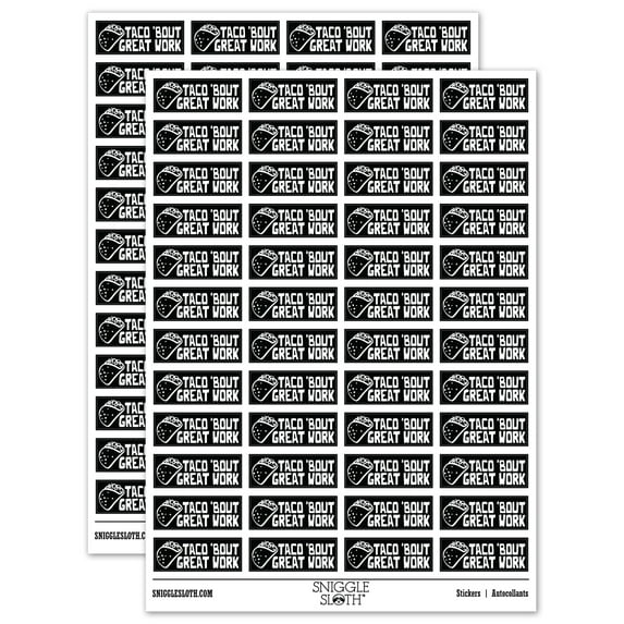 Taco 'Bout Great Work Teacher Student School Sticker Set - Black - Gloss Finish - 1.25" Mini