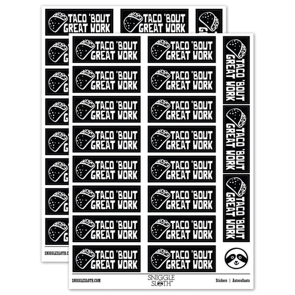 Taco 'Bout Great Work Teacher Student School Sticker Set - Black - Matte Finish - 2.00" Large