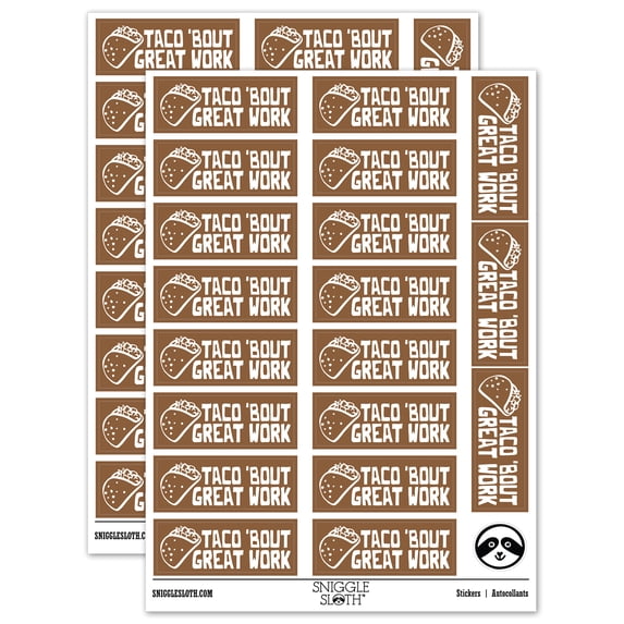 Taco 'Bout Great Work Teacher Student School Sticker Set - Brown - Matte Finish - 2.00" Large