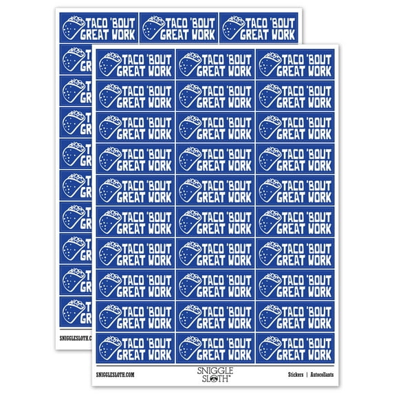 Taco 'Bout Great Work Teacher Student School Sticker Set - Dark Blue - Matte Finish - 1.75" Medium