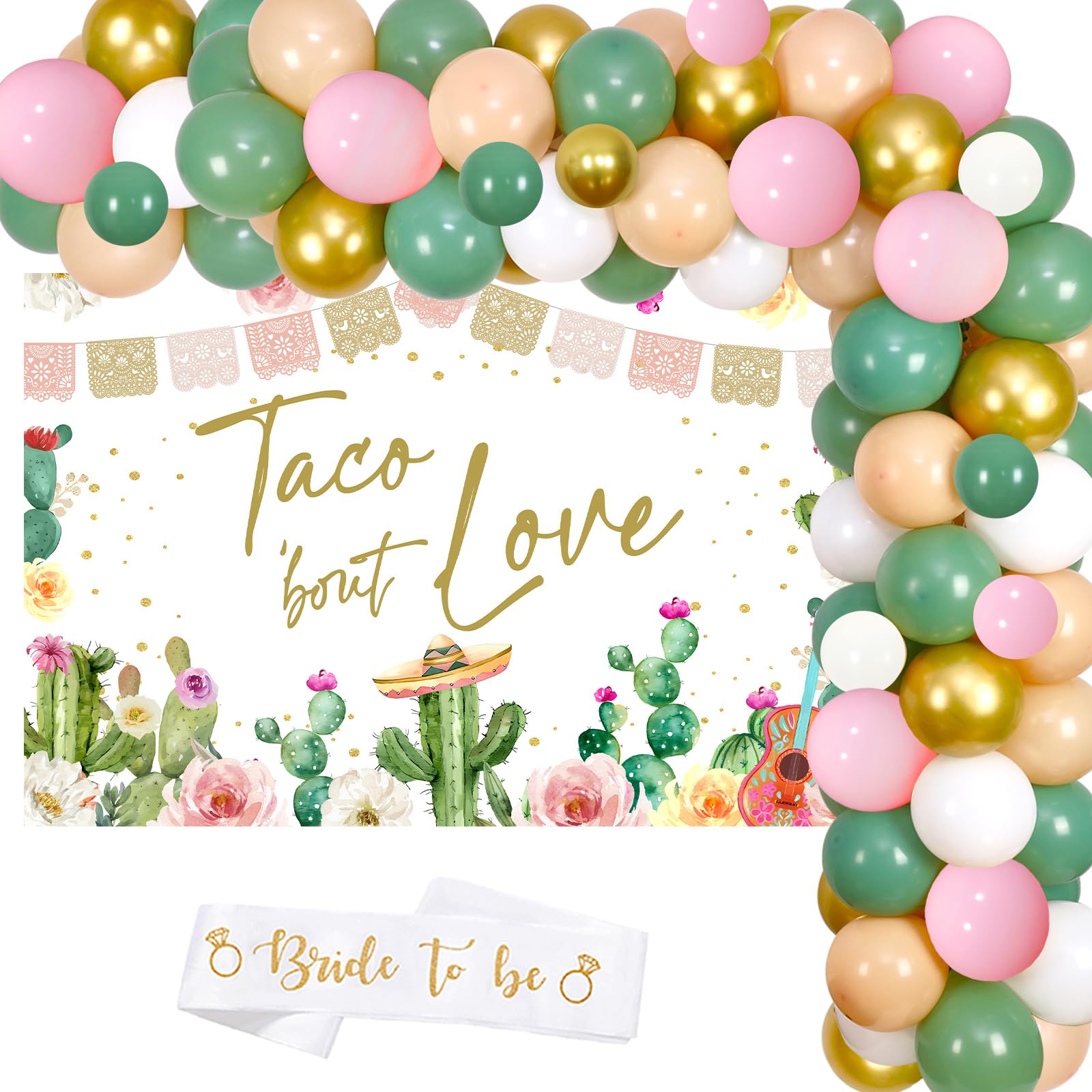 Taco Bout Love Bridal Shower Decorations, Sage Green Garland Kit
