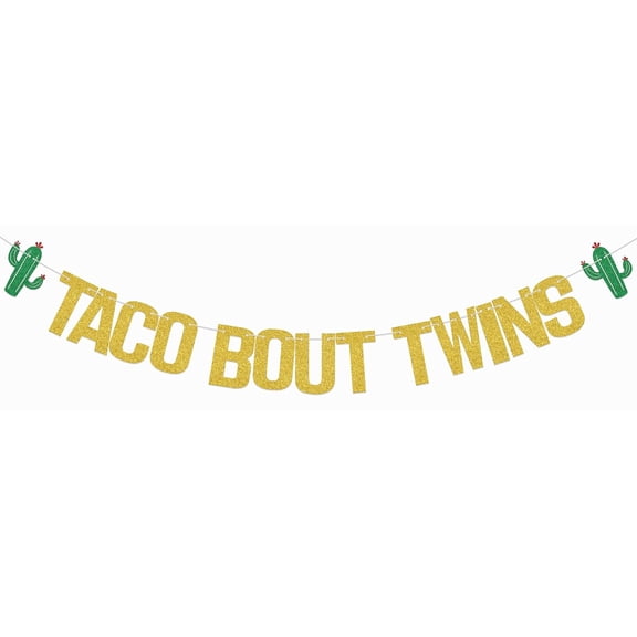Taco Bout Twins Banner Mexican Twin Birthday Party Decor Twin Baby Shower Decorations Mexican Theme Gender Reveal Birthday Party Supplies Gold Glitter