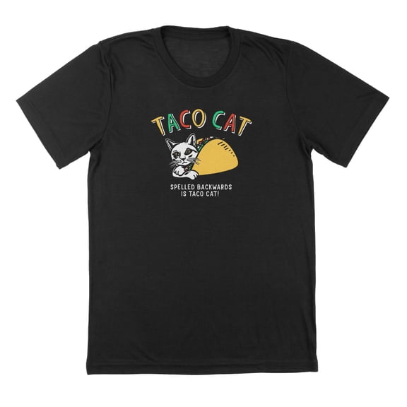 Taco Cat Humor Graphic Black Mens T-Shirt