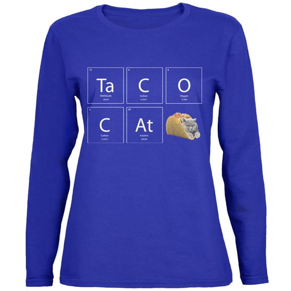 Taco Cat Periodic Table Womens Long Sleeve T Shirt Royal X-LG