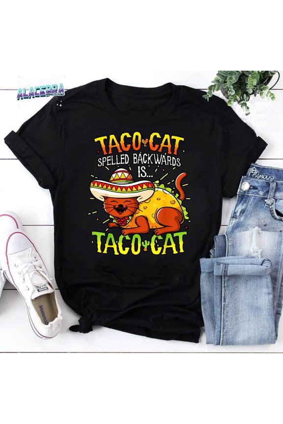 Taco Cat Spelled Backwards Is Taco Cat Funny Vintage T-Shirt, Taco Cat Shirt, Funny Taco Cat Shirt, For Taco Lover Shirt