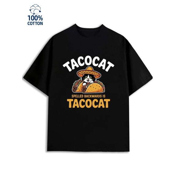 Taco Cat Tee men 180G 100% Cotton black Vintage Unisex Shirt Crewneck tshirts Funny Unisex Shirt Crewneck tshirts Funny Unisex Shirt Graphic tshirts Basic Unisex Shirt Graphic Tee tshirts