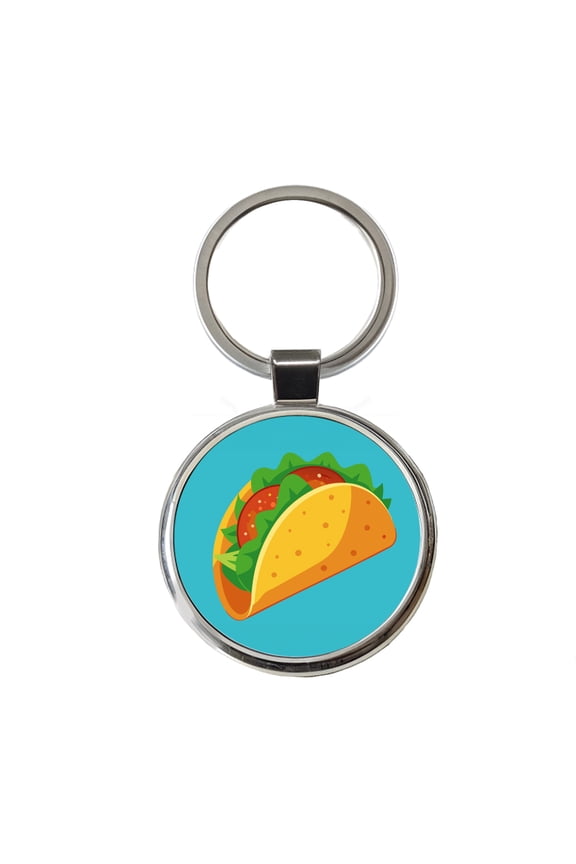 Taco Crispy Mexican Food Metal Round Keychain