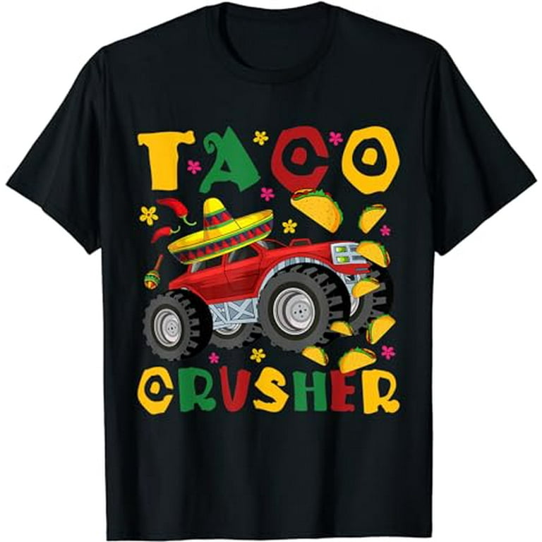 Taco Crusher Monster Truck Funny Cinco De Mayo Kids Boys T-Shirt