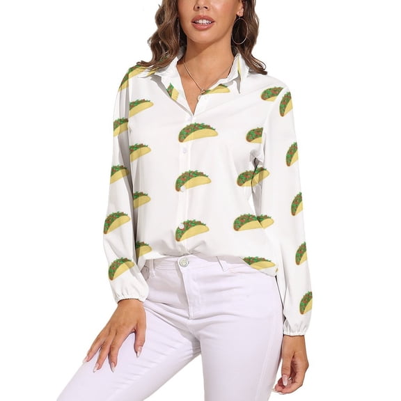 Taco Dark Color Long Sleeve Blouse Woman Streetwear Casual Shirts Summer Oversize Woman Streetwear Clothing Birthday Present