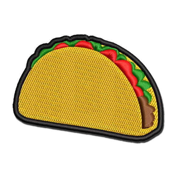 Taco Doodle Applique Multi-Color Embroidered Iron-On Patch - 2.0 Inch Mini