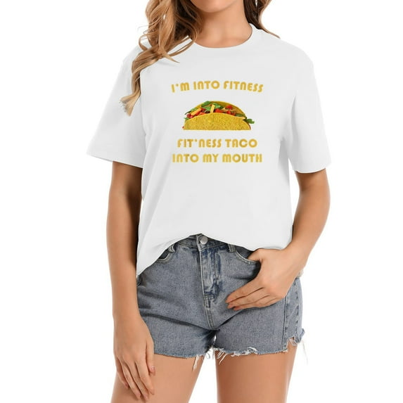 Taco Fitness Funny Food Fashionable Women's Casual Tee-Shirt - Graphic Short Sleeve Top