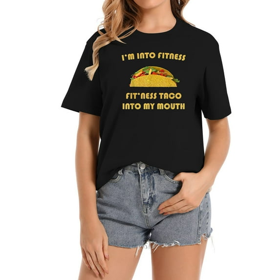 Taco Fitness Funny Food Fashionable Women's Casual Tee-Shirt - Graphic Short Sleeve Top