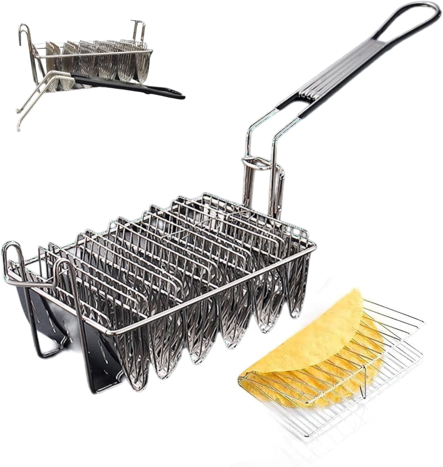 Taco Frying Basket, Taco Holder for 6 Tacos, 6 Shell Tortilla Fryer ...