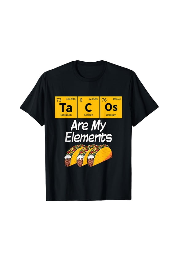 Taco Funny Chemistry Meme Quote Periodic Table Science Gift Black T-shirt Short Sleeve Tee