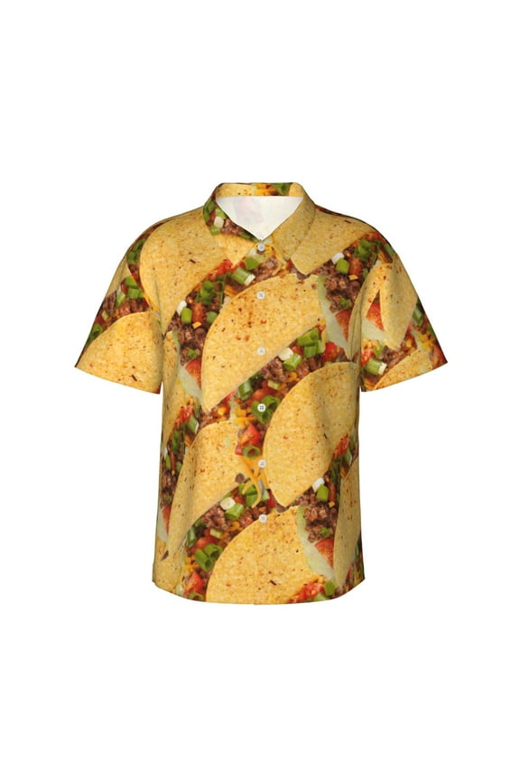 Taco Hawaiian Shirts For Men, Summer Short-Sleeve Relaxed-Fit Button-Down Shirts Small