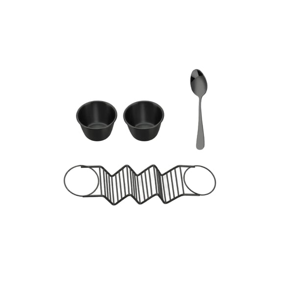 Taco Holder Rack, 201 Stainless Steel Taco Stand with 2 Dipping Sauce Cups Mexican Food Tray for Family Dinner Parties and Commercial Restaurant Display, Black
