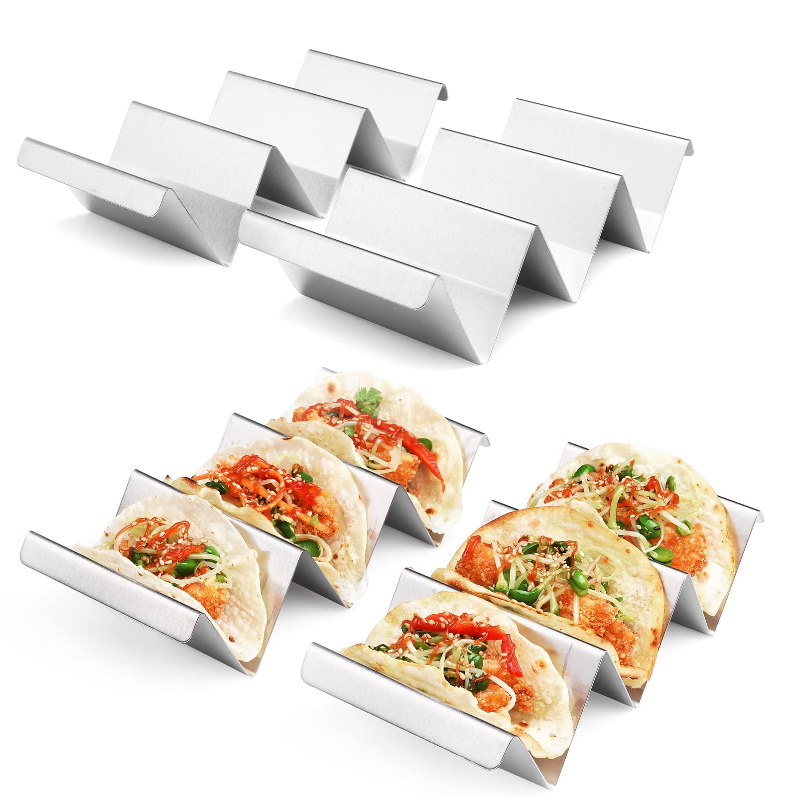 Taco Holder Stand 6 Packs Stainless Steel Taco Rack Truck Tray Style