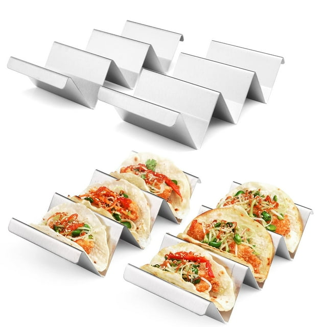 Taco Holder Stand 6 Packs Stainless Steel Taco Rack Truck Tray Style