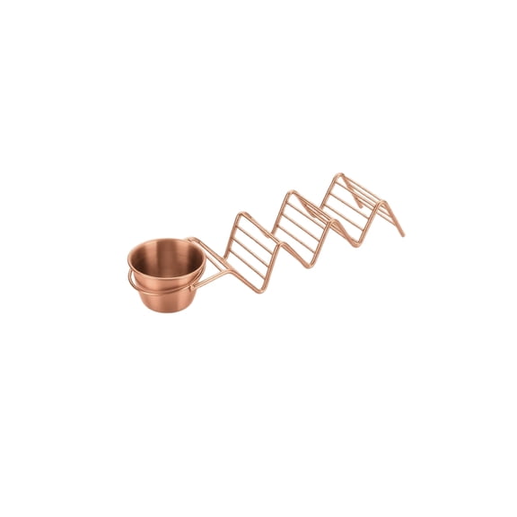 Taco Holder Stand with Cup Compartment Serving Tray for Hard and Soft Shell Tacos/Taco Tuesday Party Supplies Kitchen Dining Table Accessories for Hosting, Rose Gold