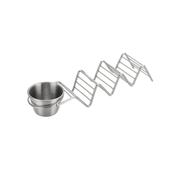 Taco Holder Stand with Cup Compartment Serving Tray for Hard and Soft Shell Tacos/Taco Tuesday Party Supplies Kitchen Dining Table Accessories for Hosting, Silver