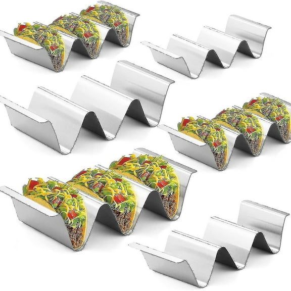 Taco Holder Stand,set Of 6 Stainless Steel Taco Tray,stylish Taco Shell Holders, Rack Holds Up To 3 Tacos Each Keepin8700521963120