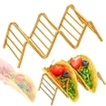 thumbnail image 1 of Taco Holders 201 Stainless Steel Taco and Pancake Holder Rack, V-Shaped Tray Stand for Tacos Hot Dogs, Oven Safe for Baking, Dishwasher Safety, Yellow, 1 of 9