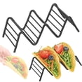 thumbnail image 1 of Taco Holders 201 Stainless Steel Taco and Pancake Holder Rack, V-Shaped Tray Stand for Tacos Hot Dogs, Oven Safe for Baking, Dishwasher Safety, Black, 1 of 9