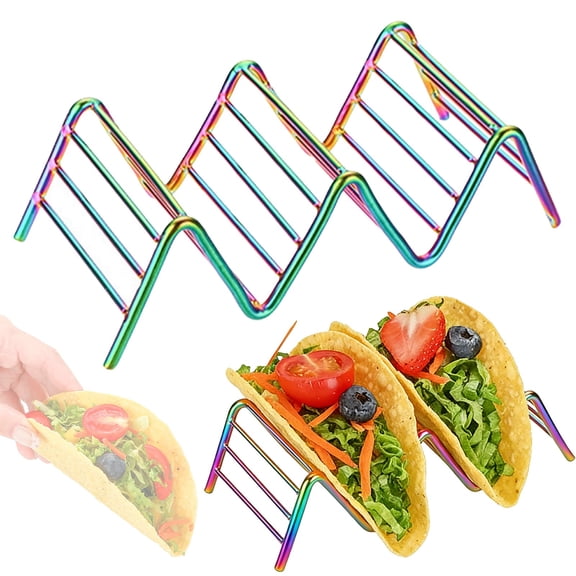 Taco Holders, 304 Stainless Steel Taco Tray Stand Rack Tray with Safe Sturdy Structure to Keep Tacos Pancakes Upright for Kitchen Restaurant (1PCS)