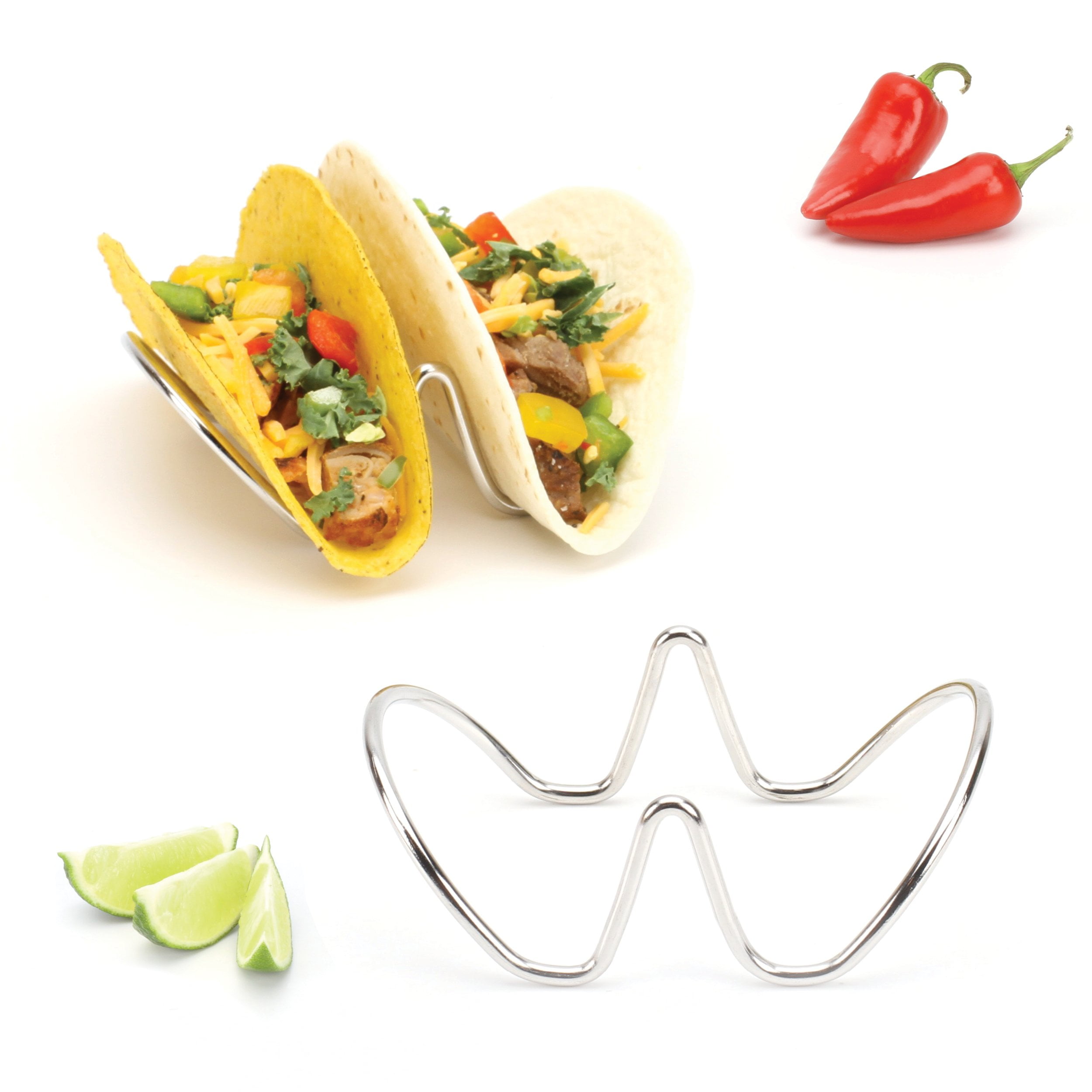 Colorful Taco Holder Stands - Set of 12 with 2 Condiment Dishes,Taco Tray  Plates for Taco Bar Gifts & Accessories,Large Plastic Stackble&Convenient