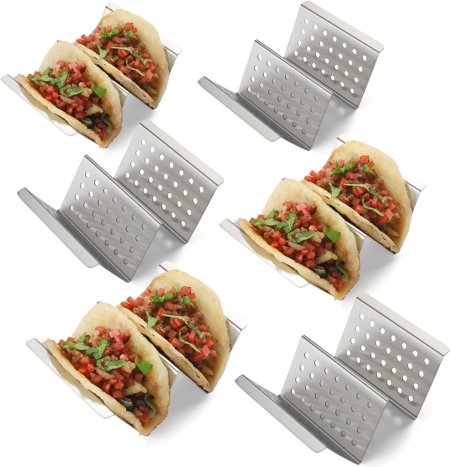 Taco Holders Stainless Steel Taco Holder Stands Set of 6 Each Taco Rack ...