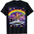 thumbnail image 1 of Taco Kitty Rainbow Laser Eye T-Rex Riding Space Cat Shirt, 1 of 5