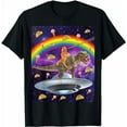 thumbnail image 1 of Taco Kitty Rainbow Laser Eye T-Rex Riding Space Cat Shirt, 1 of 5