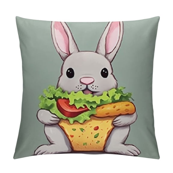 Taco Lover Rabbit Pet Throw Pillow, Multicolor
