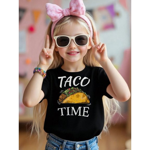 Taco Lovers Exclusive Funny Graphic T-shirt for Kids,Black Fabric 100% Cotton Made