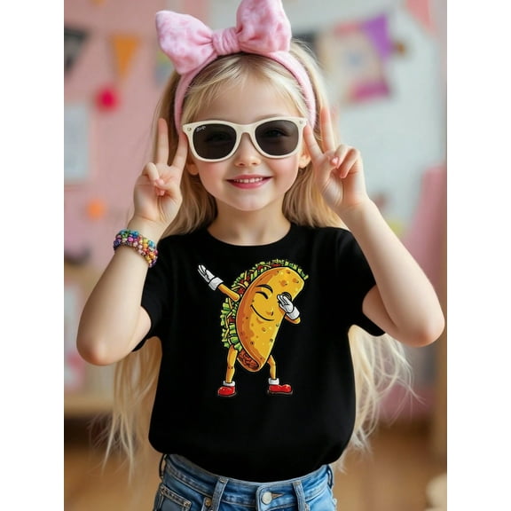 Taco Lovers Exclusive Funny Graphic T-shirt for Kids,Black Fabric 100% Cotton Made