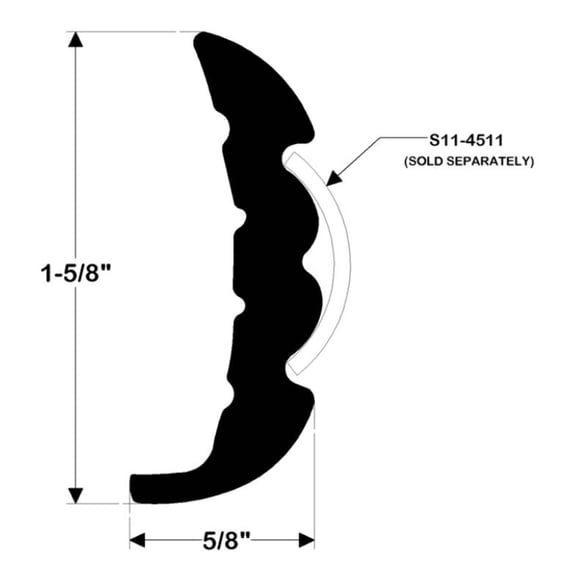 Taco Marine V219659BKA Rigid Rub Rail Black 20