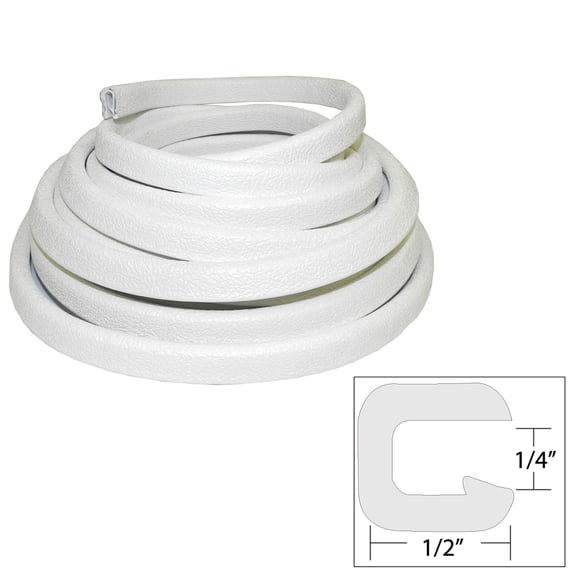 Taco Metals 11005712 Taco Flexible Vinyl Trim - ¼" Opening X ½"w X 25'l - White