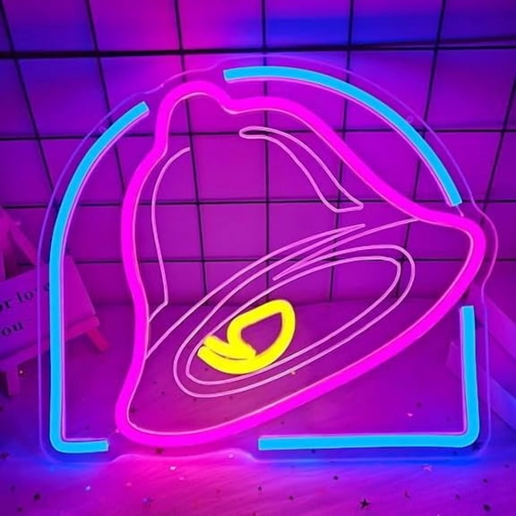Taco Neon Sign Bell Neon Led Sign Taco Party Decorations Dimmable Led Tacos Neon Light Up Sign for Tacos Lover Home Kitchen Bar Coffee Shop Business(Pink Blue)$$Tools & Hardware Other