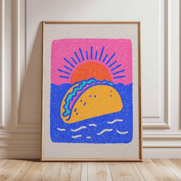 Taco Pop Art Colorful Kitchen Poster UNFRAMED PAPER POSTER, Home Decor
