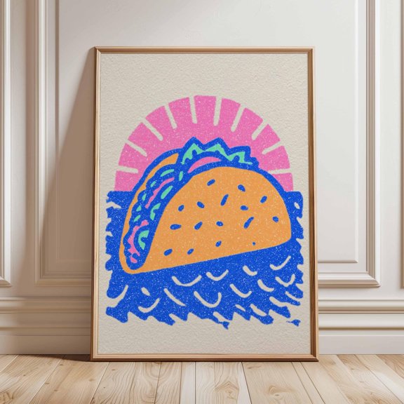 Taco Pop Art Contemporary Kitchen Poster UNFRAMED PAPER POSTER, Home Decor