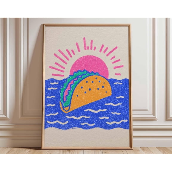 Taco Pop Colorful Food Wall Art Print, Unframed Paper Poster 8x10in