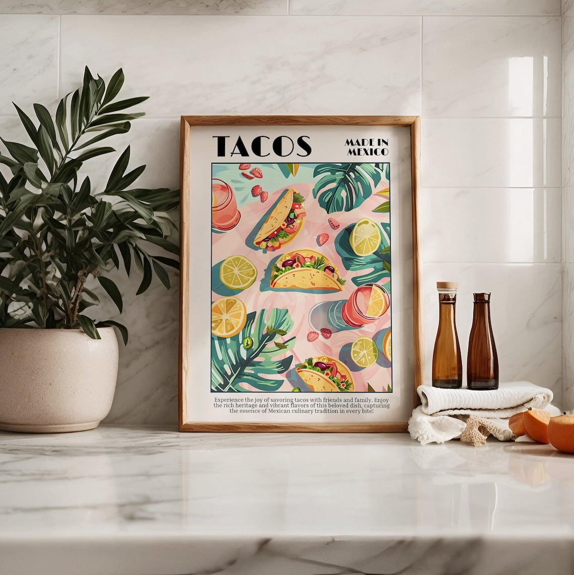 Taco Print, Mexican Food Illustration Wall Decor, Taco Art Print ...