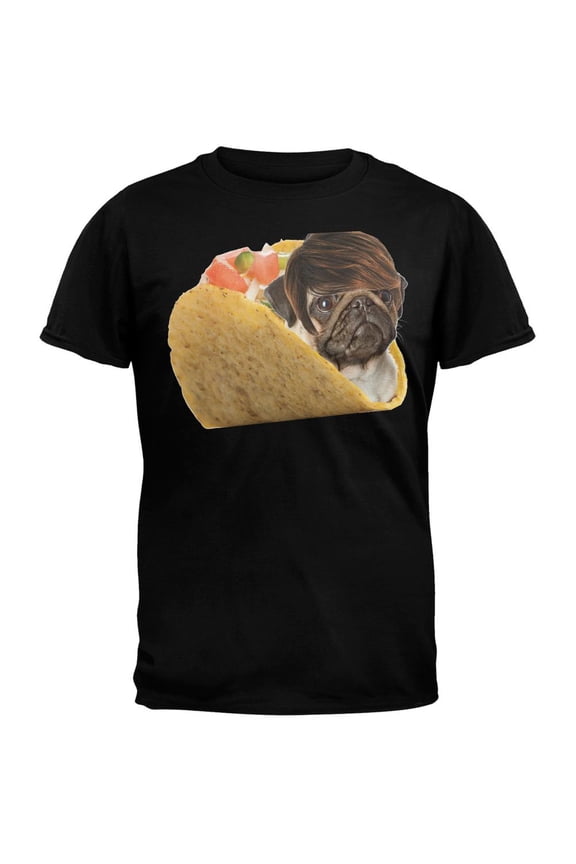 Taco Pug Black Adult T-Shirt - 4X-Large