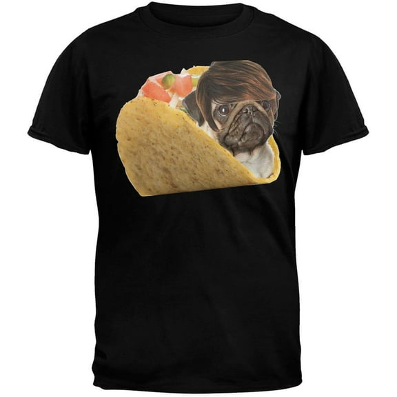 Taco Pug Black Adult T-Shirt - Small