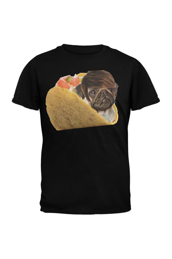 Taco Pug Black Youth T-Shirt - Large(14/16)