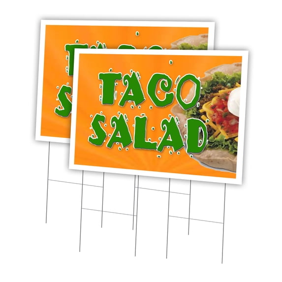 Taco Salad 2 Pack Of 24" x 36" Yard Sign & Stake | Advertise Your Business | Stake Included Image On Front Only | Made in The USA