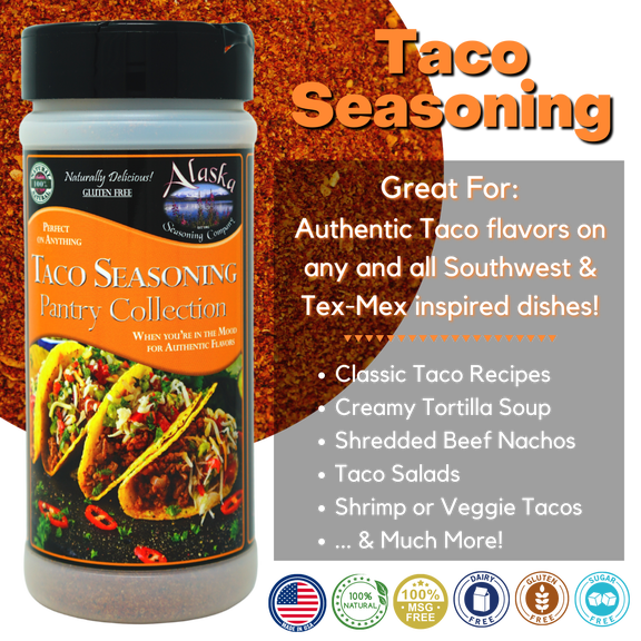 Taco Seasoning Mix - 100% Natural Taco Seasoning Blend - Mixed Spices & Seasonings - Alaska Seasoning Company