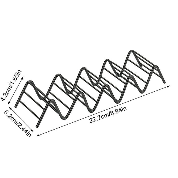 Taco Shell Holder Stand, Stainless Steel Taco Stand Rack, Oven Safe for Baking, Dishwasher and Grill Safe (Black)
